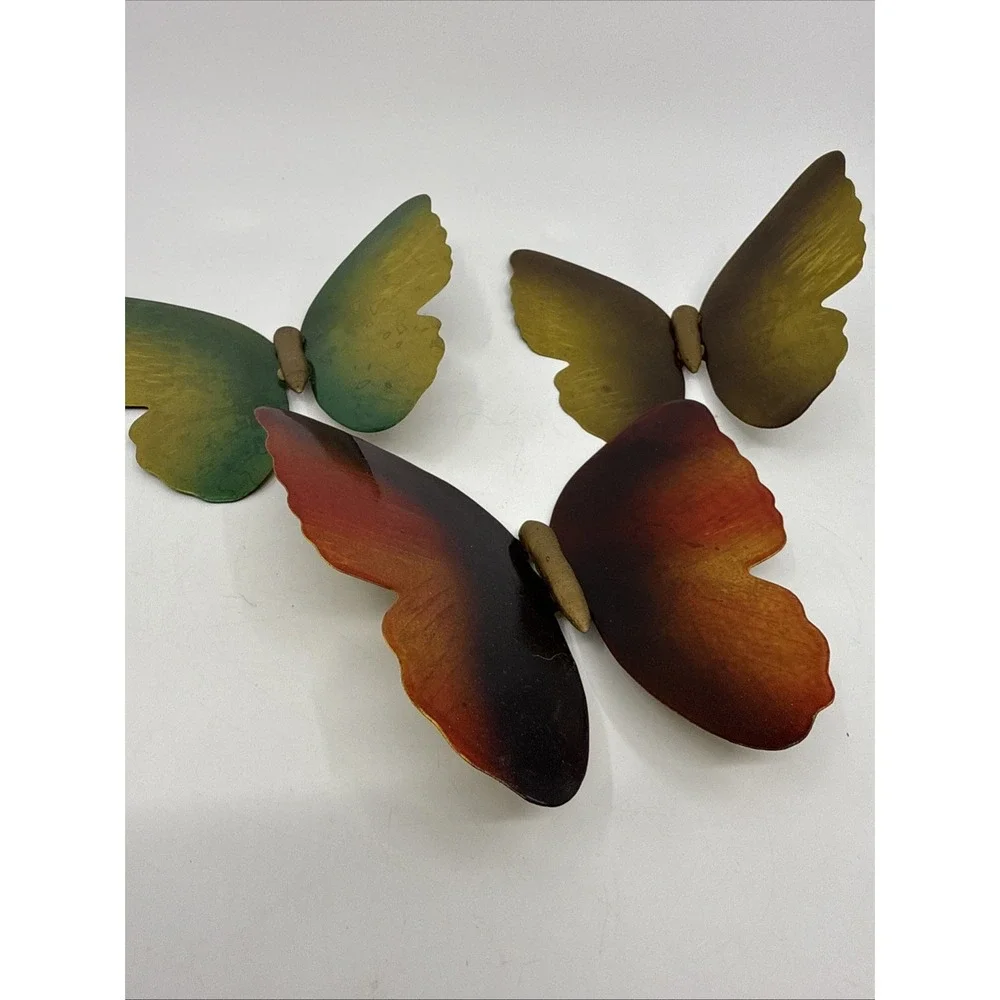 Set of 3 Vintage Metal Butterfly Wall Decor Gold Tone 5